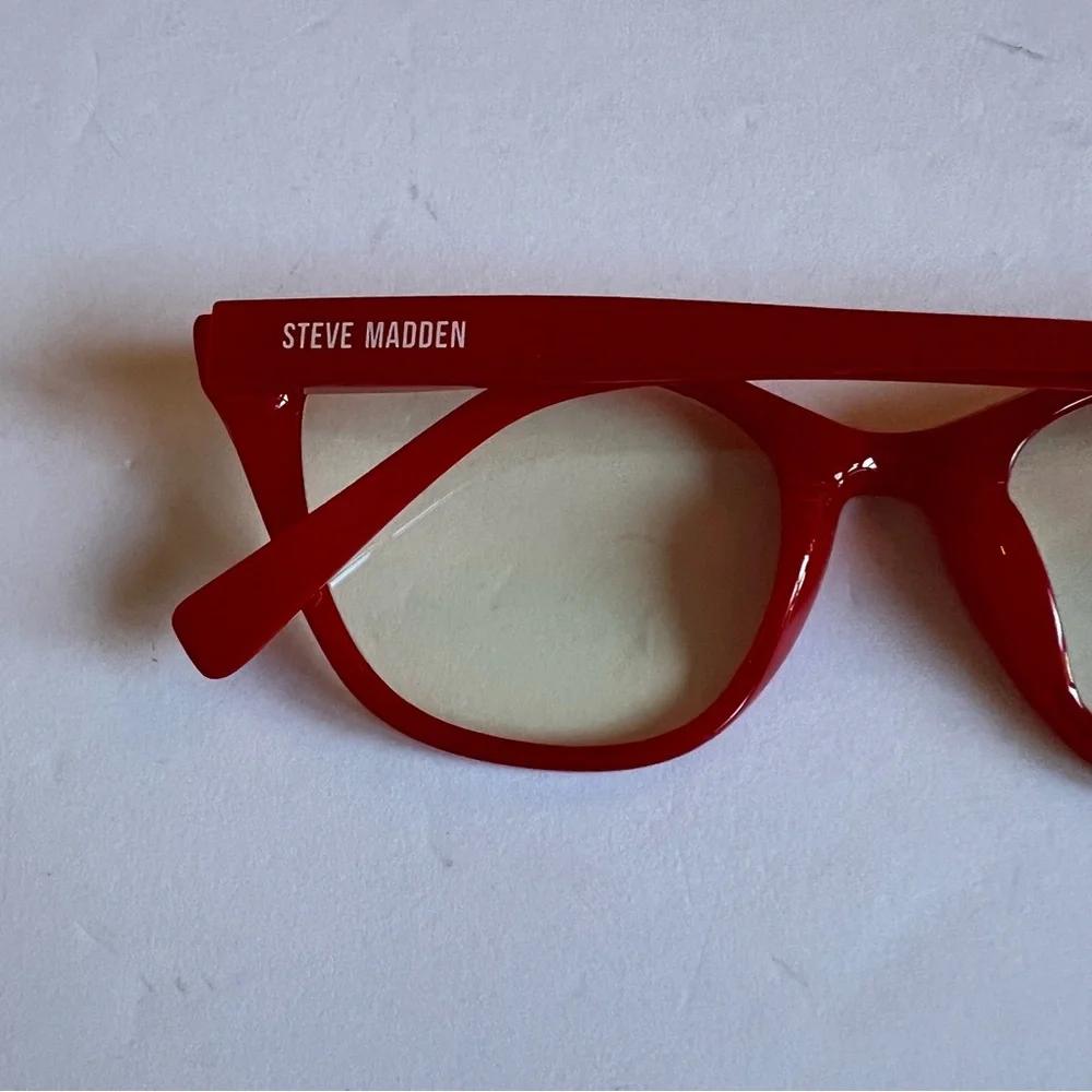STEVE MADDEN BLUE LIGHT READING GLASSES NO MAGNIFICATION RED NWOT